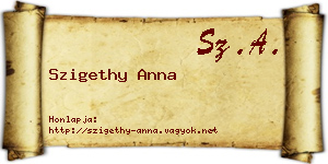 Szigethy Anna névjegykártya